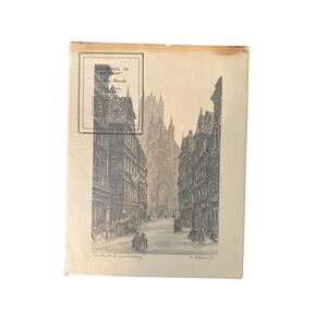 "Cathedral in Brittany" by Ellsworth 1940s Etching Reproduction Art 9" x 12”